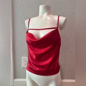 NEW Lovers and Friends REVOLVE Lipstick Red Silky Strappy Tank Blouse XS